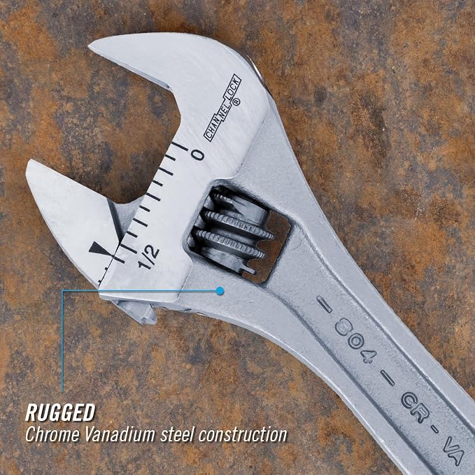 Channellock Adjustable Wrench Channel Lock 804 - Chrome Vanadium Steel, Polished Finish - 4.5 in