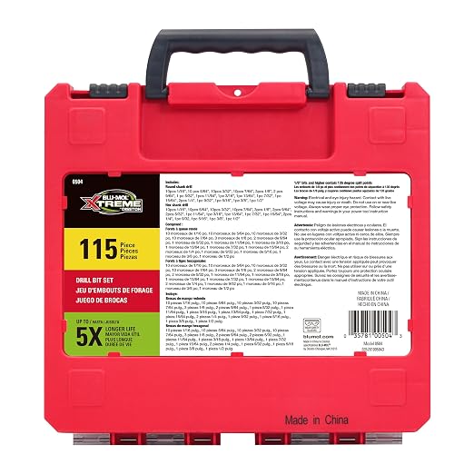 Disston BLU-MOL Xtreme 115PC Drill BIT Set 17 Round and HEX Drill BIT Sizes E0100504