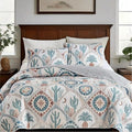 Quilts for Queen Bedding Set Green Bedspreads - Soft Lightweight Breathable Bedspread Comforter - Boho Cottagecore Cactus Coverlet for All Season - 3 Pieces (New-Boho Cactus, Queen)