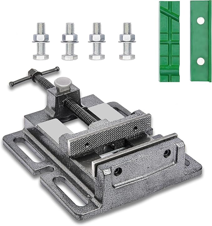 Drill Press Vise,5" Heavy Duty Bench Vise, Bench Clamp Vise，Drill Press Vice with Multi-Groove Vice Jaw Pads