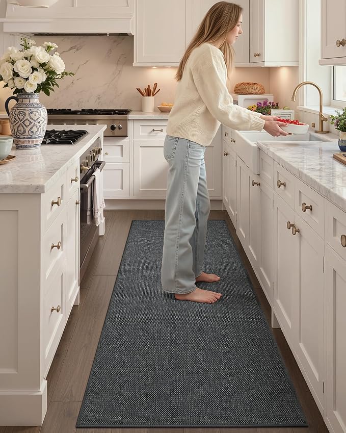 Color&Geometry Kitchen Rugs and Mats Non Slip Washable, Absorbent,Woven Kitchen Runner Rug Easy to Clean Kitchen Floor Mats for in Front of Sink, Laundry Room, Hallway, 24"x72", Dark Grey