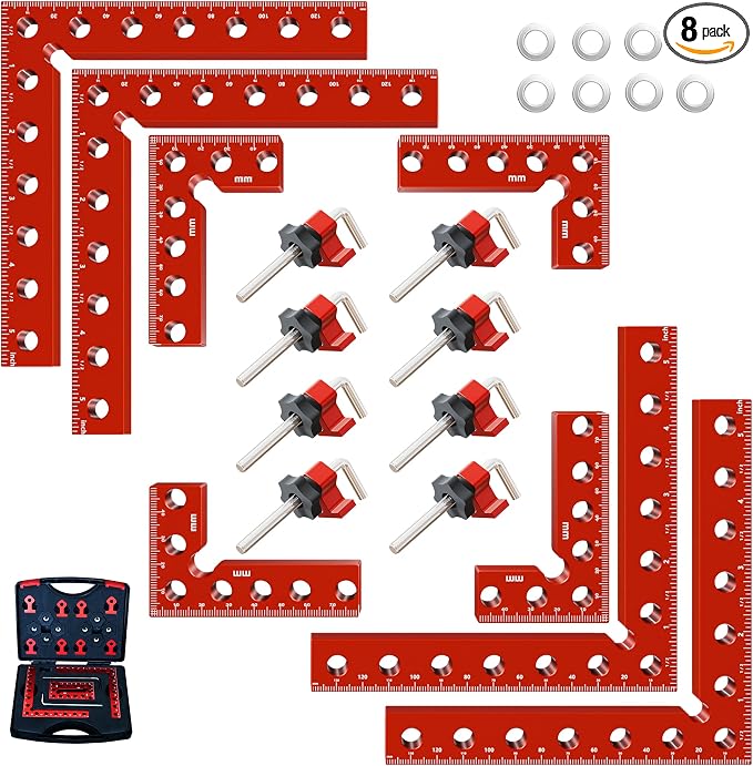 Corner Clamps for Woodworking,8pcs corner clamps With Box, 5.5"& 3.14"Aluminum Alloy 90 degree right angle clamp, Positioning Square Tools for Frame, Cabinets, Drawers,Box, for Dad.