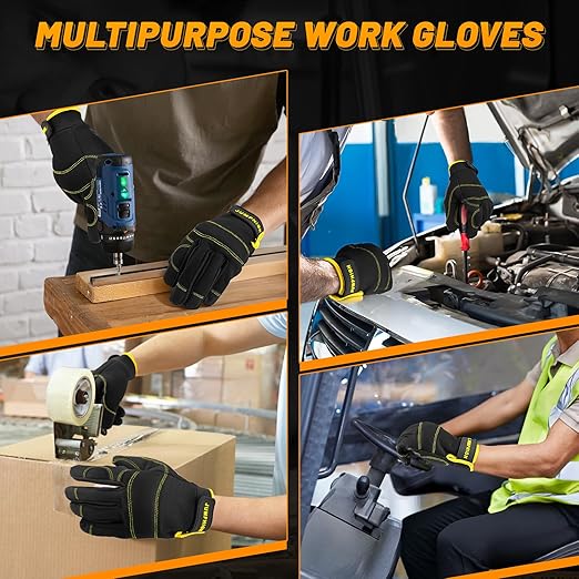 Work Gloves Women 2 Pairs, UltraLight Gardening Gloves, MultiFunctional Utility Gloves for Yard, Houseworking, Warehouse, Touchscreen, Flex Grip, Machine Washable (S)