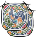 Lunarable Gallus Chair Cushion Pads Set of 2, Rooster Earth Fruit Growth Harvest Dandelion Vegetables, Anti-Slip Seat Padding for Kitchen & Patio, 16"x16", Olive Green Night Blue