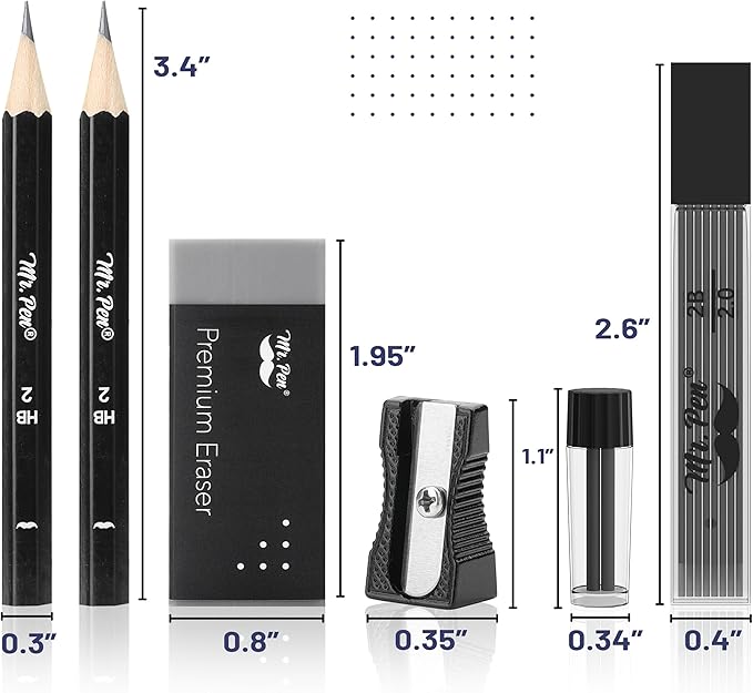Mr. Pen- Professional Geometry Set, 15 pcs, Drafting Tools with Protractor, Compass, Metal Ruler, Triangles, Pens & Pencils, Complete Geometry & Drafting Kit for Architects, Engineers & Students