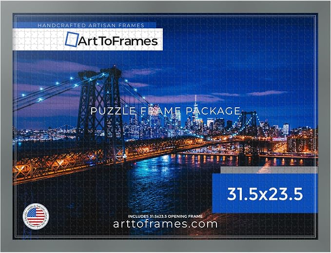 ArtToFrames Puzzle Frame for Buffalo Games 1500 Piece Jigsaw Puzzles, 31.5x23.5 Inch (80x60 cm), Granite Engineered Wood with Economy Acrylic, Ready to Hang Puzzle Display