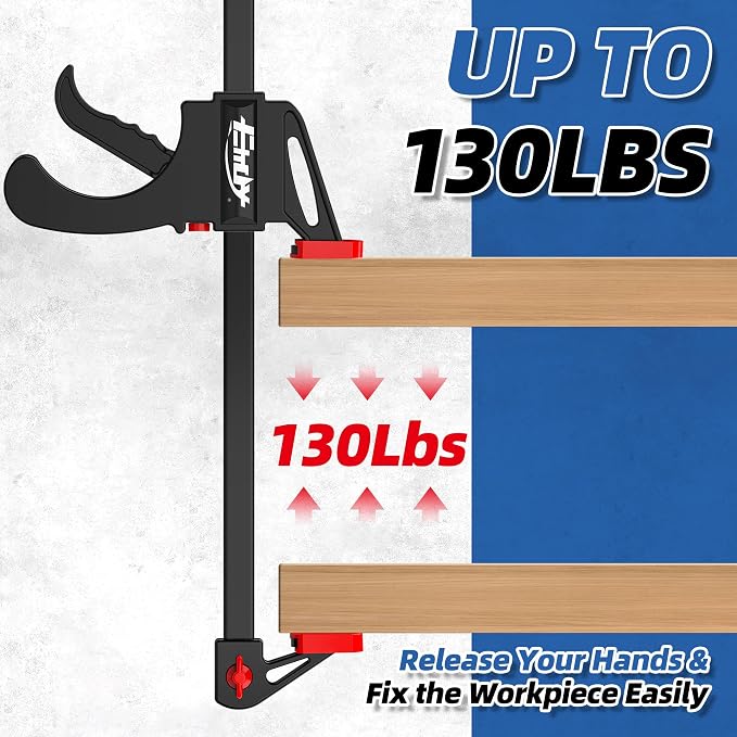 36" Bar Clamps for Woodworking 2-Pack, One-Handed Clamp/Spreader with 2.7 Inch Throat, Light-Duty Quick-Change F Clamp with 130 LBS Load Limit, Ideal for Woodworking/Carpentry/Home Improvement