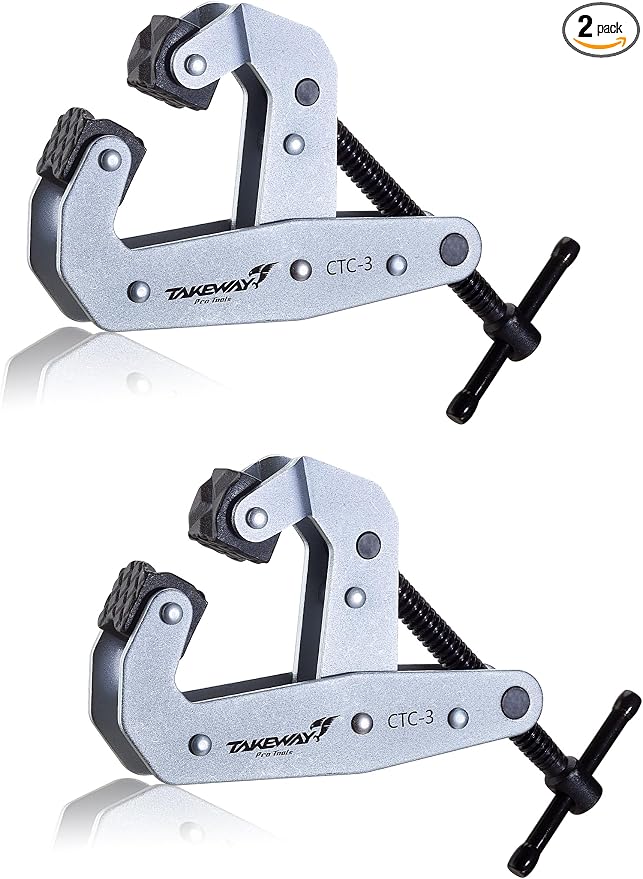 Clamp with T-Handle, Deep Throat Welding and Fabricating, Multi-Purpose Lever Clamp, Cantilever Arm Clamps For Secure Hold, 3" Opening Capacity, 2 Pack