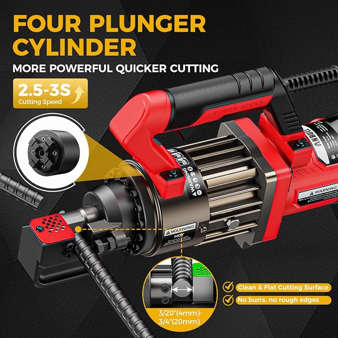 Anbull 1300W Electric Hydraulic Rebar Cutter, Cutting up to 3/4 Inch 4-20mm #6 Rebar, with Replaceable Jaw Blades, Cutting Speed 2.5-3S (1300W EC-20)