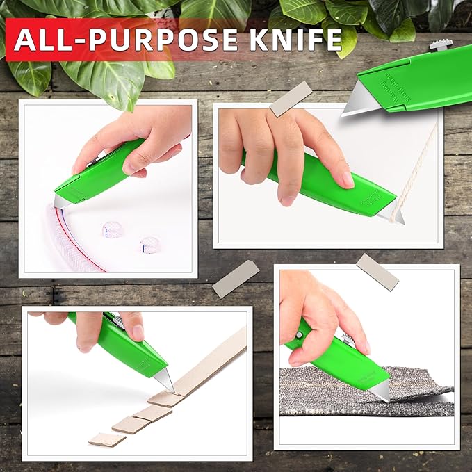 DIYSELF Utility Knife, 20 Pack Heavy Duty Box Cutter Retractable, Box Cutter Knife, Box Opener, Cardboard Cutter, Utility Knives for Garage, Home and Office, PVC Pipe Cutter (Green)