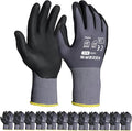 KEZERS Work Gloves with Nitrile Coat Micro Foam Grip on Palm and Fingers,12Pairs,Seamless Knit Nylon Gloves,Home Improvement