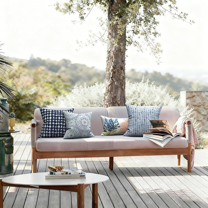 LVTXIII Outdoor/Indoor Throw Pillows, Decorative Throw Pillows with Inserts, 18”x18” Square Pillows for Bed, Couch, Sofa and Patio Furniture (Set of 2, Tie-dye Navy)