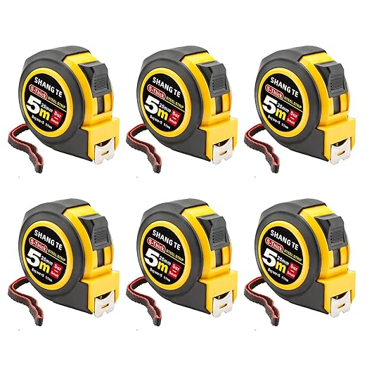 6 Pack Steel Measuring Tape, Tape Measure 16 ft, Measuring Tape Retractable, 16-Foot Basics Self-Locking Measurement Tape, Self Lock Auto Lock Tape Rule Imperial/Metric Tape Measure for Body