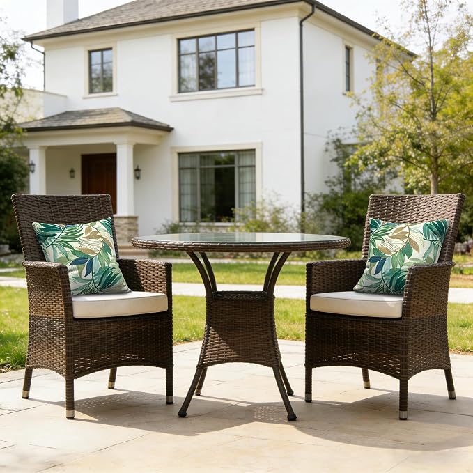 LVTXIII Outdoor/Indoor Throw Pillows, Decorative Throw Pillows with Inserts, 18"x18" Square Pillows for Bed, Couch, Sofa and Patio Furniture, Set of 2, Lush Leaf Green
