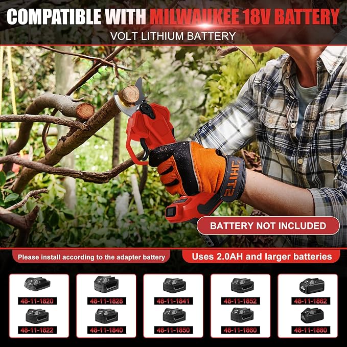 Pole Pruning Shears Compatible with Milwaukee 18V Battery(No Battery), Brushless Cordless Pruners with 8 Ft Extension Pole, 1.3" Cutting Diameter, SK5 Blade, LCD Display
