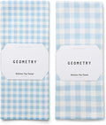 GEOMETRY Tea Towels – Spring & Summer Collection – Quick-Dry, Ultra-Absorbent, Reusable Microfiber Kitchen Towels for Drying & Cleaning - Salt and Sky - 2 Pack
