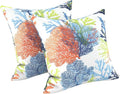 LVTXIII Outdoor/Indoor Throw Pillows, Decorative Throw Pillows with Inserts, 18"x18" Square Pillows for Bed, Couch, Sofa and Patio Furniture (Set of 2, Coral Multi)