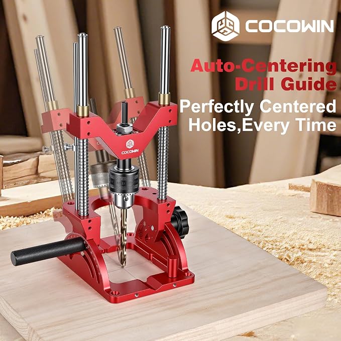 Portable Drill Guide for Drilling Precision Angled or Straight Holes, 0° to 60° Angle Drill Jig Attachment with Guide Rod, Drill Press Adapter for Hand Drill, Portable Drill Press with 1/2" Chuck