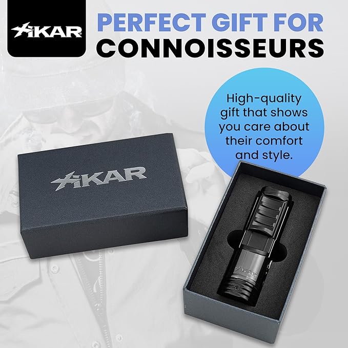 XIKAR Tactical Single-Jet Lighter, Gunmetal and Black - Powerful Flame, Rugged Design with Rest Feature, Pocket Clip, EZ-View Fuel Window, and Adjustable Flame Height - Ideal for Outdoor Use