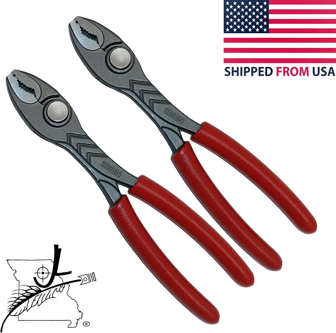 2 Pack 8" Quick Adjust Pliers Push Button Slip Joint