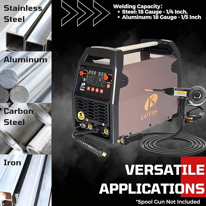 MIG180 | 6-in-1 180A MIG Welder, Gas/Gasless MIG, Flux-Core, Lift TIG, Stick, Spot, Spool-Gun Ready (sold separately), Auto Synergic, 120/240V Dual-Voltage