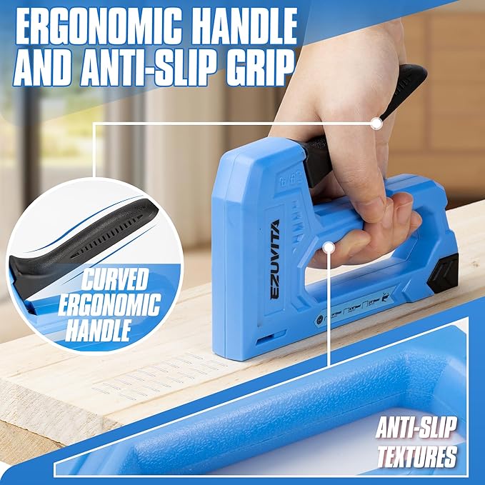 Light Duty Staple Gun for Wood, Blue Upholstery Staple Gun Kit with 2000pcs JT21 Staples 1/4, 5/16, 3/8 inch and Staple Remover, Stapler Gun for Crafts, DIY, Classroom, Mothers Day Gift