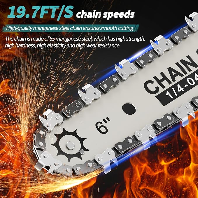 Mini Chainsaw Cordless, 6 IN Lightweight Electric Chainsaw for Wood Cutting | 1*2000mAh Battery, Battery display, Handheld Chain Saw for Branch Trimming, Branch Pruning, Garden Tool Gift for Men, Fathers