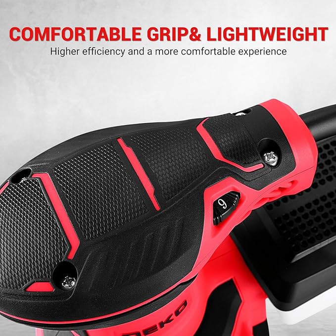 DEKOPRO Electric Sander with 16 Sandpapers, 14000RPM, 5-Inch, High Performance Dust Collection - For Woodworking