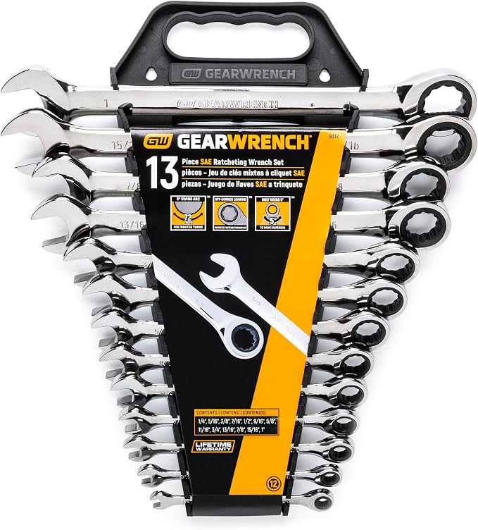 GEARWRENCH 13 Piece 12 Point Ratcheting Combination Wrench Set SAE | 9312 (Pack of 6)