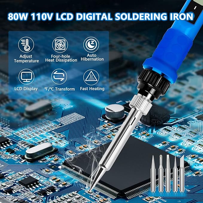 Soldering Iron Kit, 80W 110V Upgraded Digital Electric Solder Irons, with LCD Display, 39-in-1 Adjustable Temperature Welding Tool for Metal, Jewelry Electrical Repairs, DIY