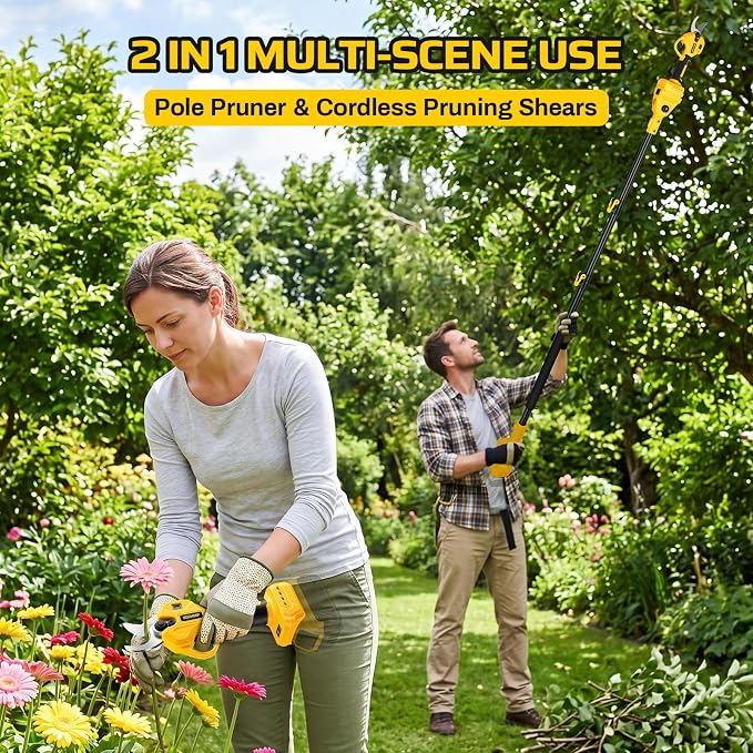 For Dewalt 20V Max Electric Pruning Shears, 2-in-1 Brushless Electric Pruner, Cordless Garden Tools Pruner Branch Cutter, 1.4" Cutting Diameter, 8.4ft Extension Pole, Tool Only