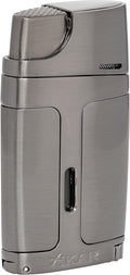 Xikar ELX Double Jet Flame Torch Lighter with 9mm Cigar Punch - Refillable Butane Torch Lighter for Cigars with Flame Adjustment Wheel and Fuel Window