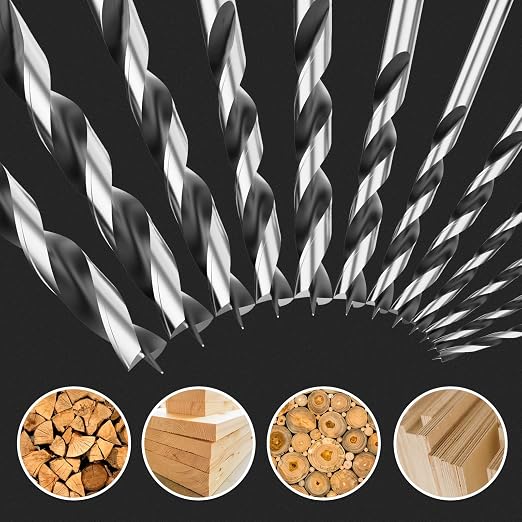 Brad Point Wood Drill Bit Set, 16Pcs 4MM Metric Drill Bit Set with Double Flutes Design for Carpenter Woodworking and All Types of Wood