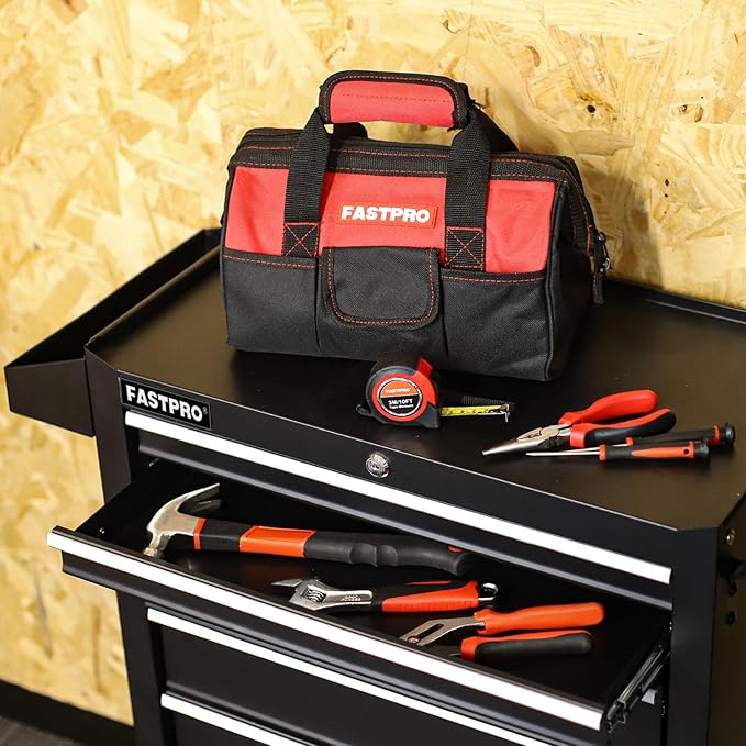 FASTPRO 220-Piece Home Tool Set, Household Repairing Tool Kit, Red