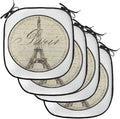 Lunarable Paris Chair Cushion Pads Set of 4, Vintage Wall Sign France Theme Famous Landmark Tourism Travel Destination, Anti-Slip Seat Padding for Kitchen & Patio, 16"x16", Khaki Black White