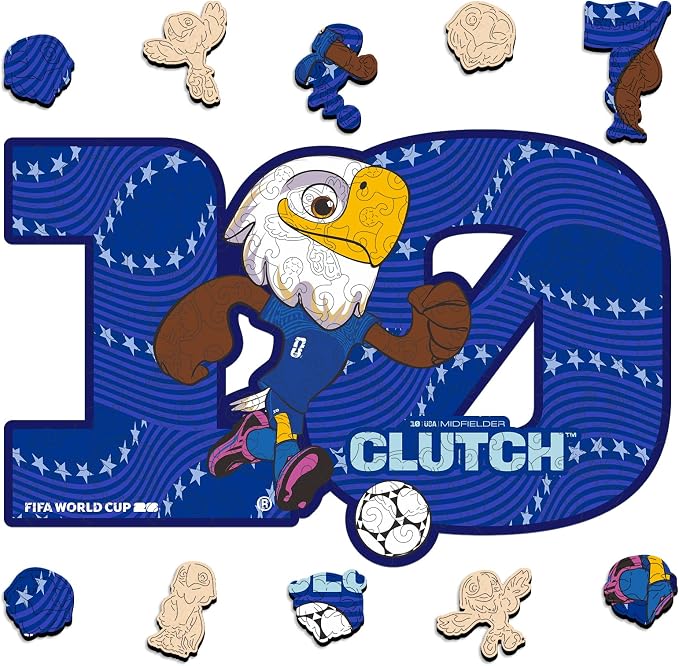WOODLUX FIFA 2026 World Cup USA Mascot The Bald Eagle 150 Pieces Wooden Puzzles for Kids & Adults, Irregular Shape Jigsaw Puzzle, 5MM Thick, Officially Licensed Product