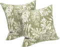 LVTXIII Outdoor Throw Pillows 16x16 Inch, Set of 2 Square Decorative Pillows with Inserts for Patio Furniture, Porch Chair, Garden Sofa, Tropical Leaf Green