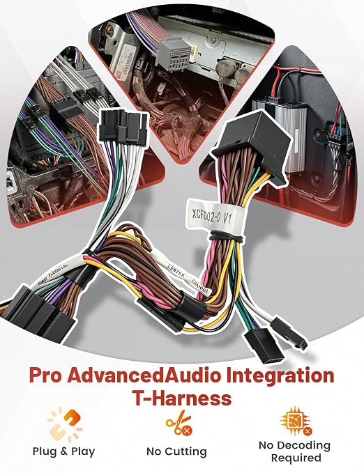 RED WOLF Advanced Audio Integration T-Harness for 2018-2024 Ford Bronco F150 Maverick Mustang Non-Amplified Radio Harness High-Level Input & Speaker Output Adapter for Aftermarket Amplifier Subwoofer