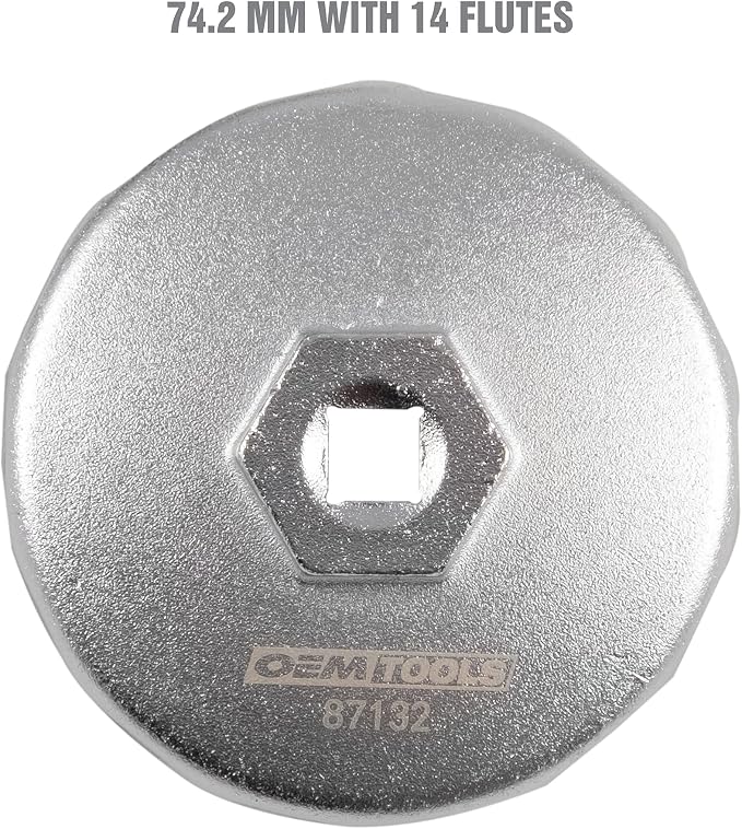 OEMTOOLS 87132 74.2 Millimeter Oil Filter Wrench with 14 Flutes, Cap Style Oil Wrench, Oil Filter Cap Wrench for Mercedes-Benz, VW, Porsche