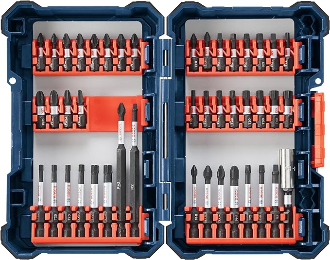 Bosch SDMS44 44-Piece Assorted Impact Tough Screwdriving Custom Case System Set for Screwdriving Applications