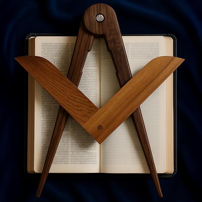 Decorative Freemason Wooden Square and Compass Set