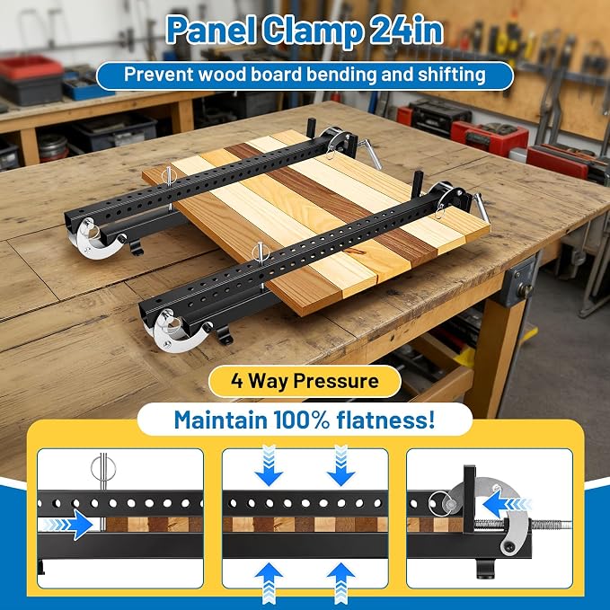 24 Inch Panel Clamp (2 Pack), 4-Way Pressure Steel Parallel Clamp