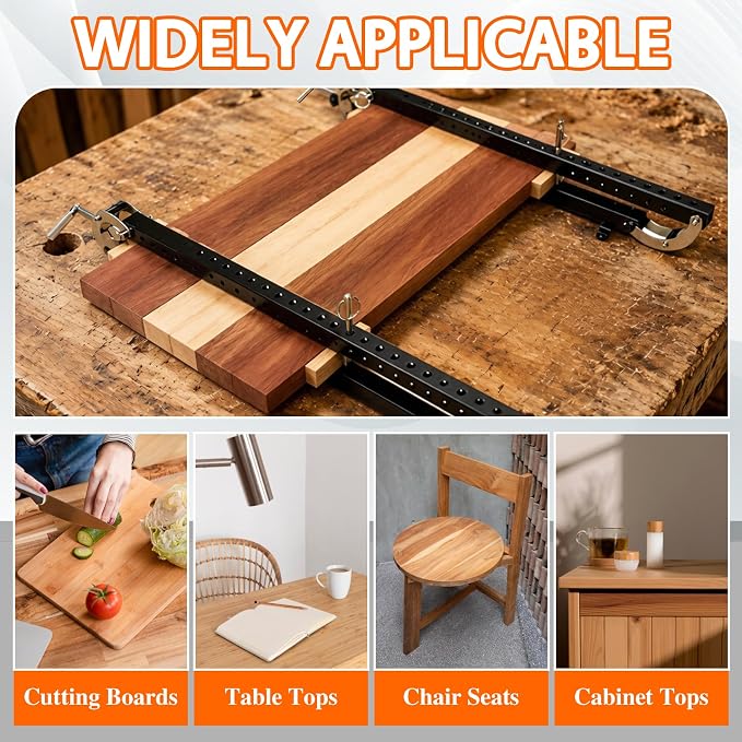 24 inch Panel Clamp 2 Pack, 4-Way Pressure Steel Parallel Clamp Woodworking with Adjustable Parallelogram Couplers,Precision Project Cutting Board Clamps for Gluing&Assembly of Board Cabinet,Tabletops