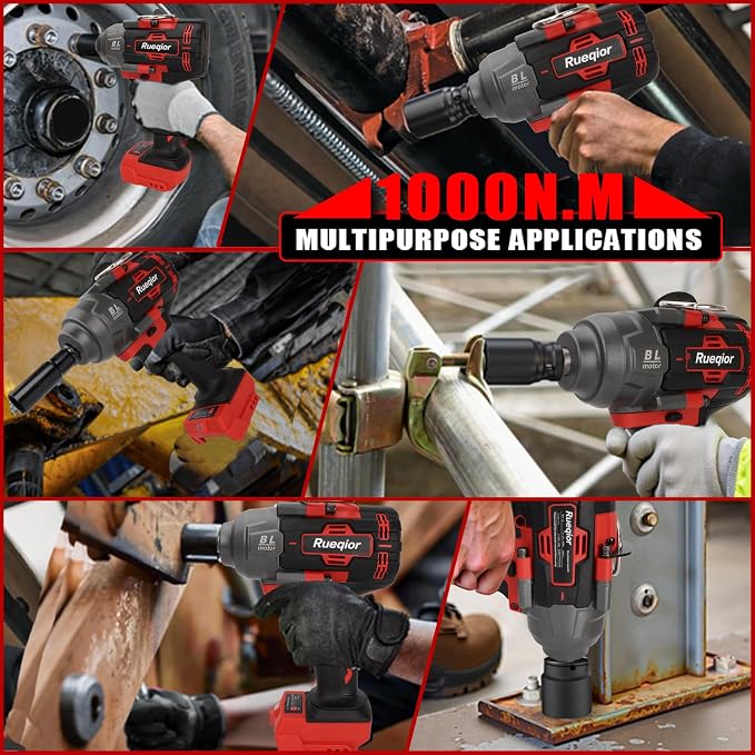 Cordless Impact Wrench 1/2" Compatible with Milwaukee 18V Battery, Impact Wrench 1000FT-LBS(1360N.m) High Torque Brushless Electric Impact Power Impact Driver for Car, Truck(No Battery)