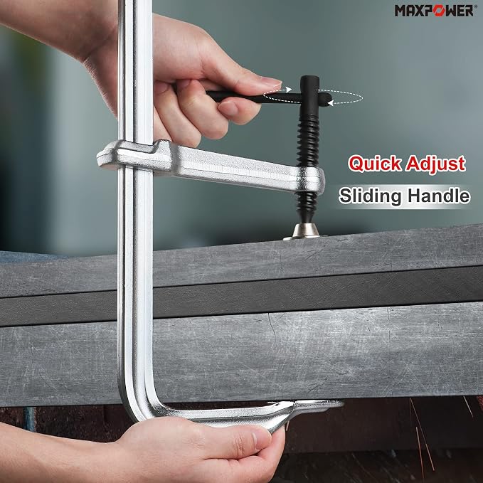 MAXPOWER 20-inch F Clamp, 4-3/4" Throat, Forged Full Steel Bar Clamp