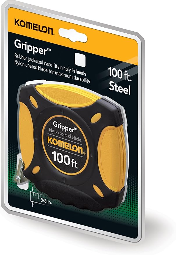 Komelon 9901 Gripper Closed Case Long Steel Tape Measure, 100-Feet