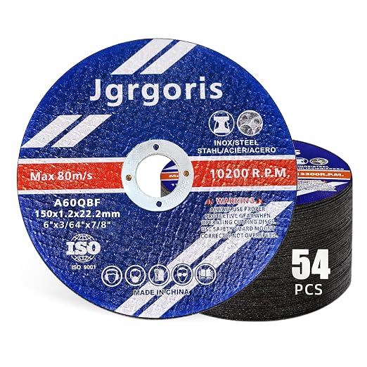 50+4 Pack 6" Cut Off Wheels – .045" Ultra-Thin for Metal & Stainless Steel – Long-Lasting Abrasive Discs for Angle Grinders – Shop Favorite for Exhaust, Conduit, and Rebar Cutting (7/8" Arbor)