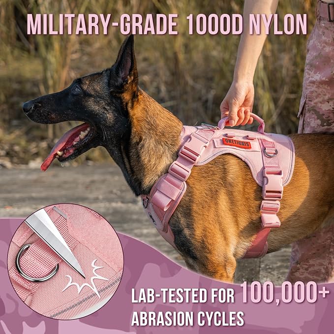 OneTigris No Pull Tactical Dog Harness for Medium Large Dogs | Reflective K9 Working Easy Control Vest – Adjustable Dog Harness with Hook & Loop Panels for Walking, Hiking & Training