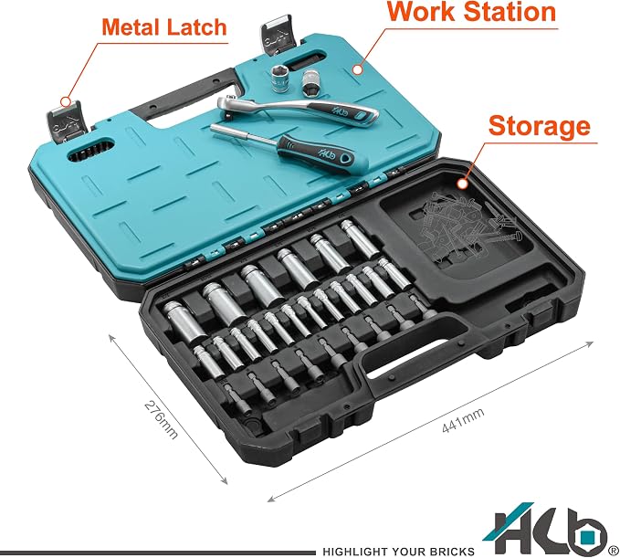 HB 120-Piece Mechanic Tool Set, Dual 3/8" & 1/4" Ratchets & 2-Layer Case