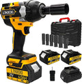 Cordless Impact Wrench 1000N.m (740Ft-Lbs) with 21V 2X4.0mAh Batteries | 1/2 Inch Impact Drive, Brushless Motor 0-3300PRM, 3-Mode Speed, 1/2" Impact Gun with 6 Socket for Home Car Pickup Truck RV
